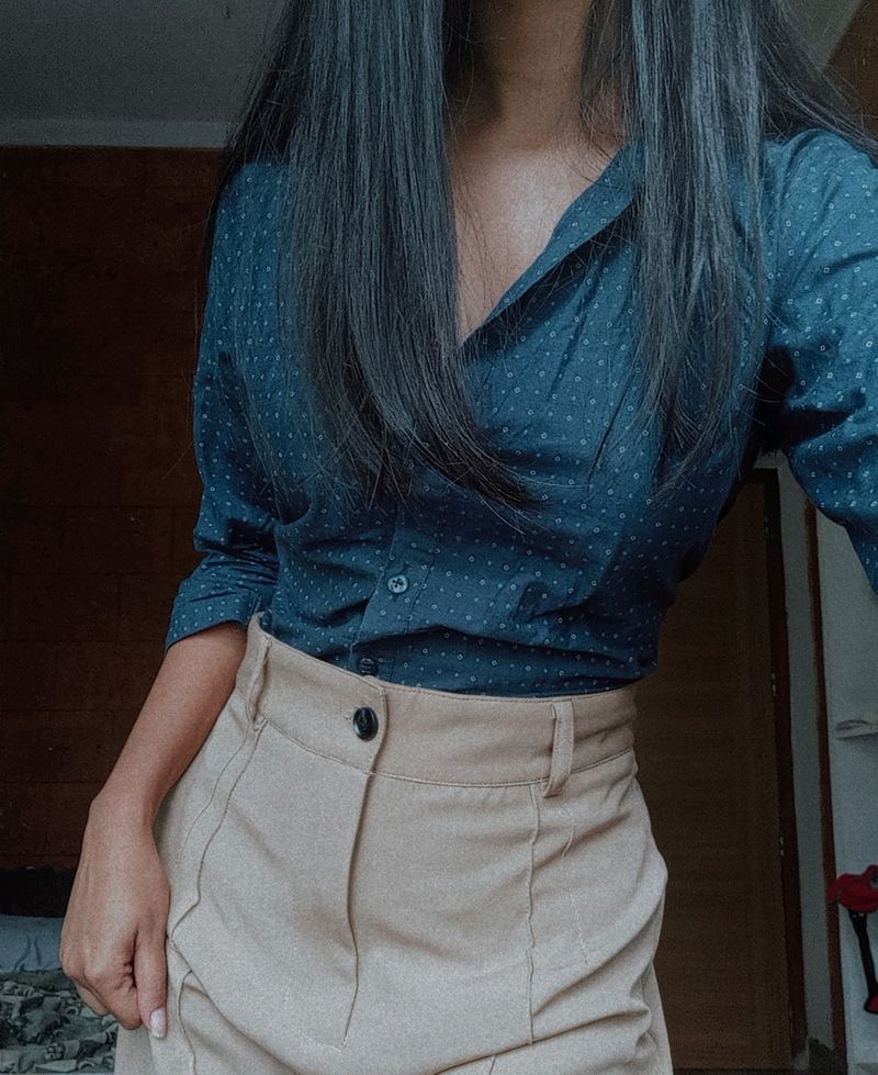 Y2k Fitted Blue Shirt Pinteresty Aesthetic