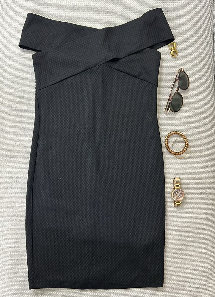 Black Off Shoulder Mini Dress