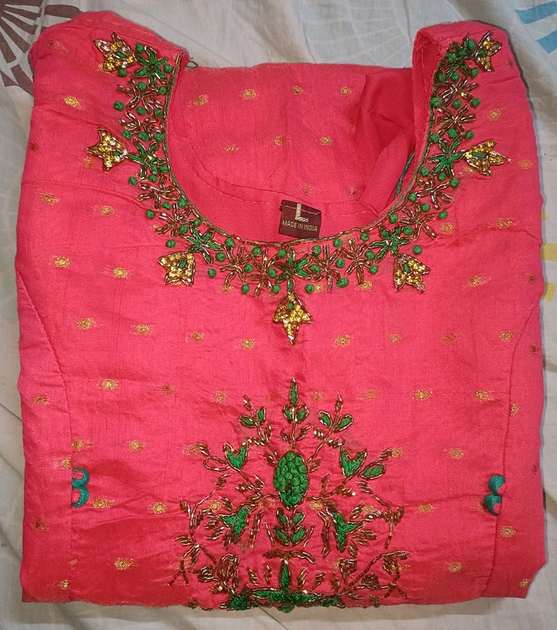 Beautiful Embroidery Patiyala Work Dress (Size-l)