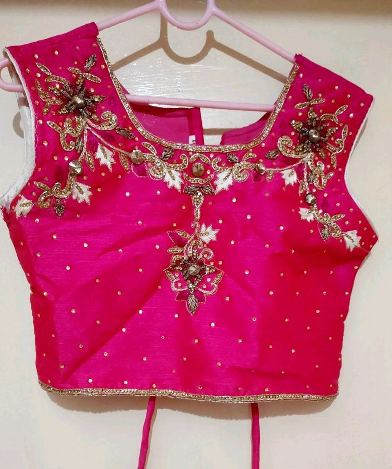 New Rose Color Silk Lehnga Embroidery Choli,dupatt