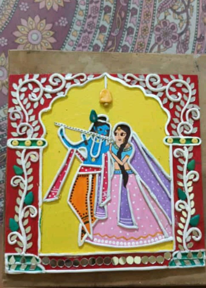 Handmade Radha Krishna Lippan Art