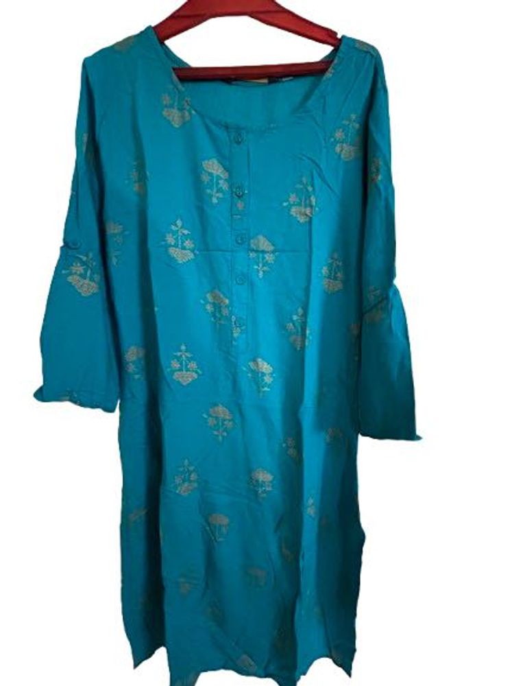 Women’s Printed teal Blue Kurta