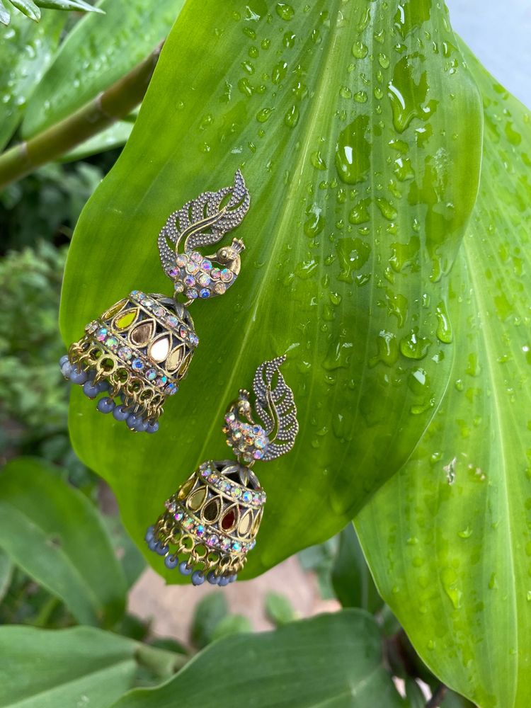 peacock design earrings