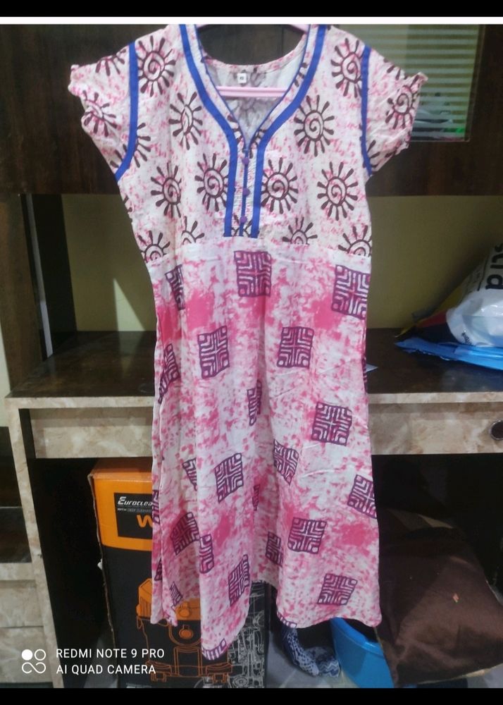 Beautiful Floral Kurta Pink And White colour