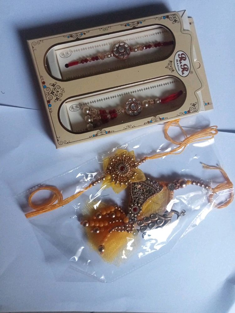 Handmade Rakhi for Brother and Bhabhi Combo Set