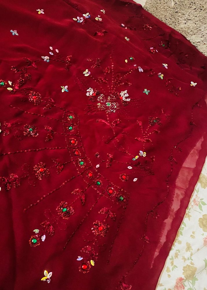 Karwa Chauth New Maroon Saree