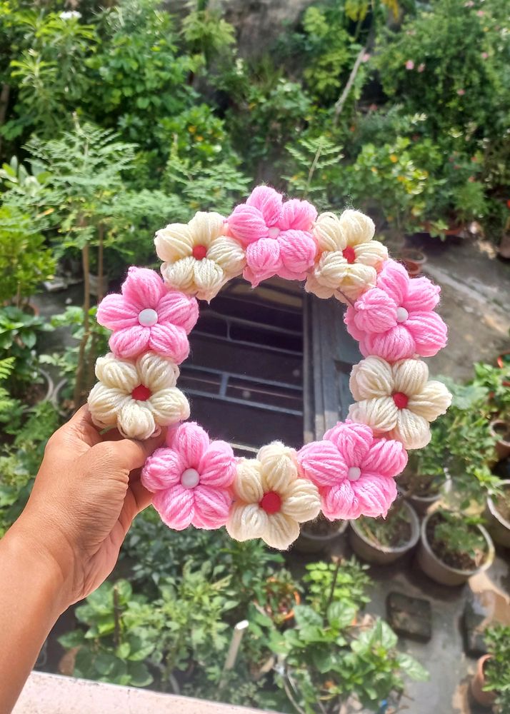 Aesthetic Mirror Wool Flower Handmade🌷