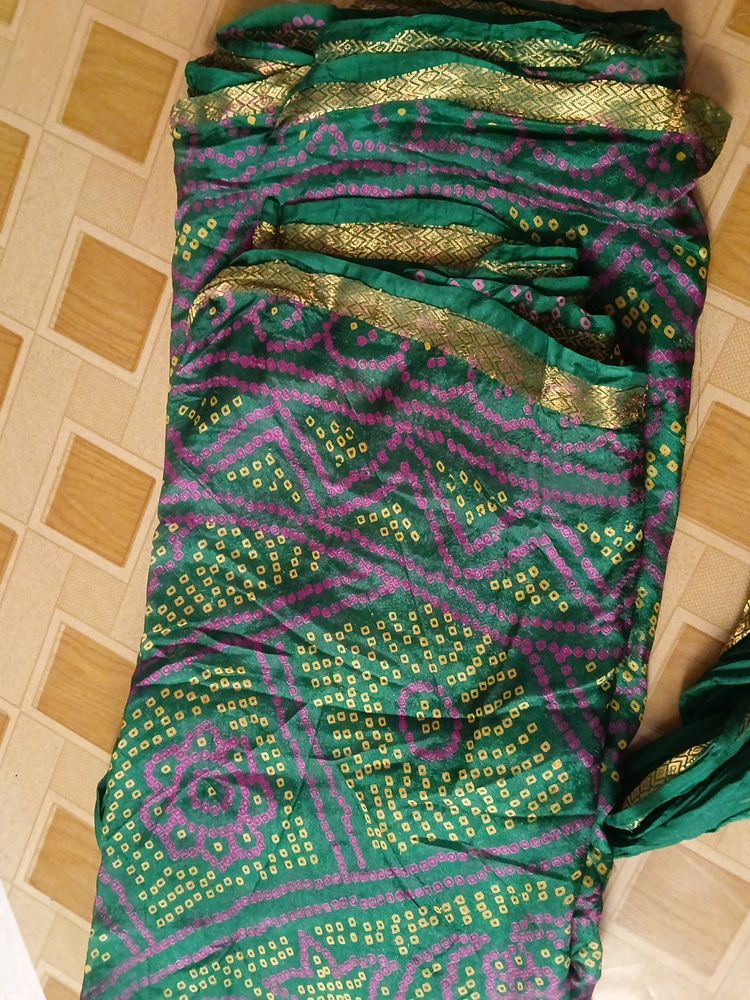 Bandhani Print Silk Saree