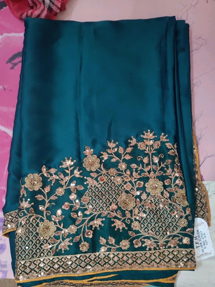 Satin Silk Saree With Blouse Piece