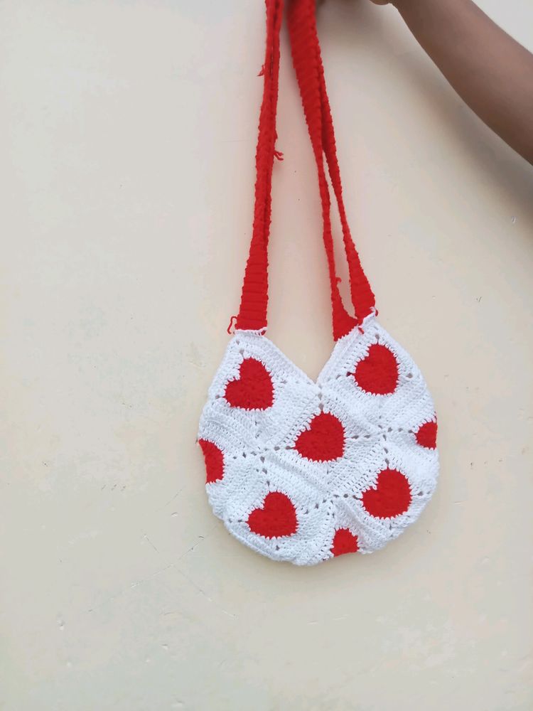 Crochet Heart Tote Bag