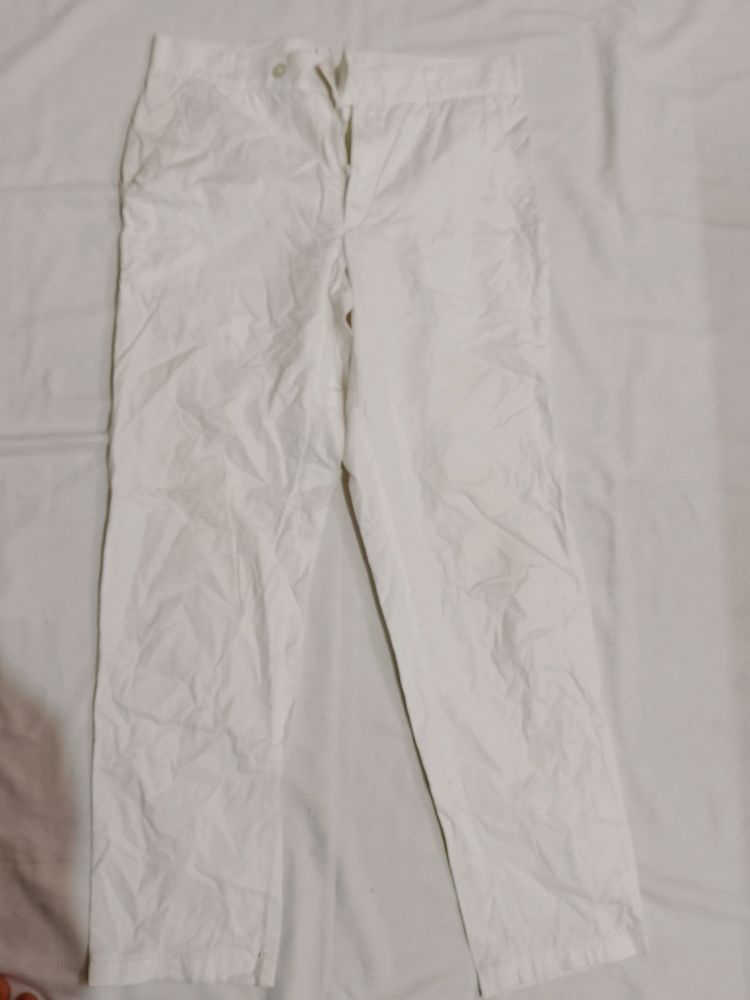 White Cotton Women's Pant