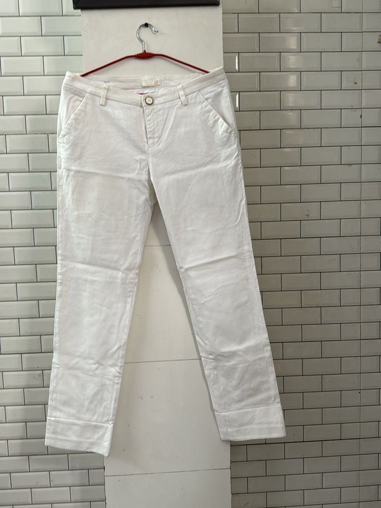 Mid Rise White Denim