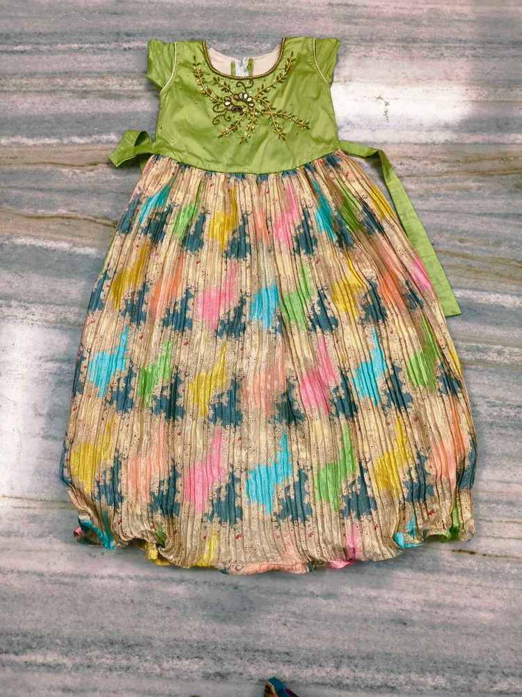 Multicoloured Long Frock For 6-8yr Girls