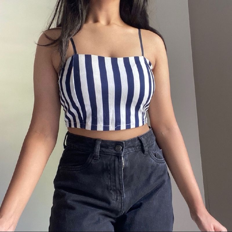 Striped Padded Crop Top