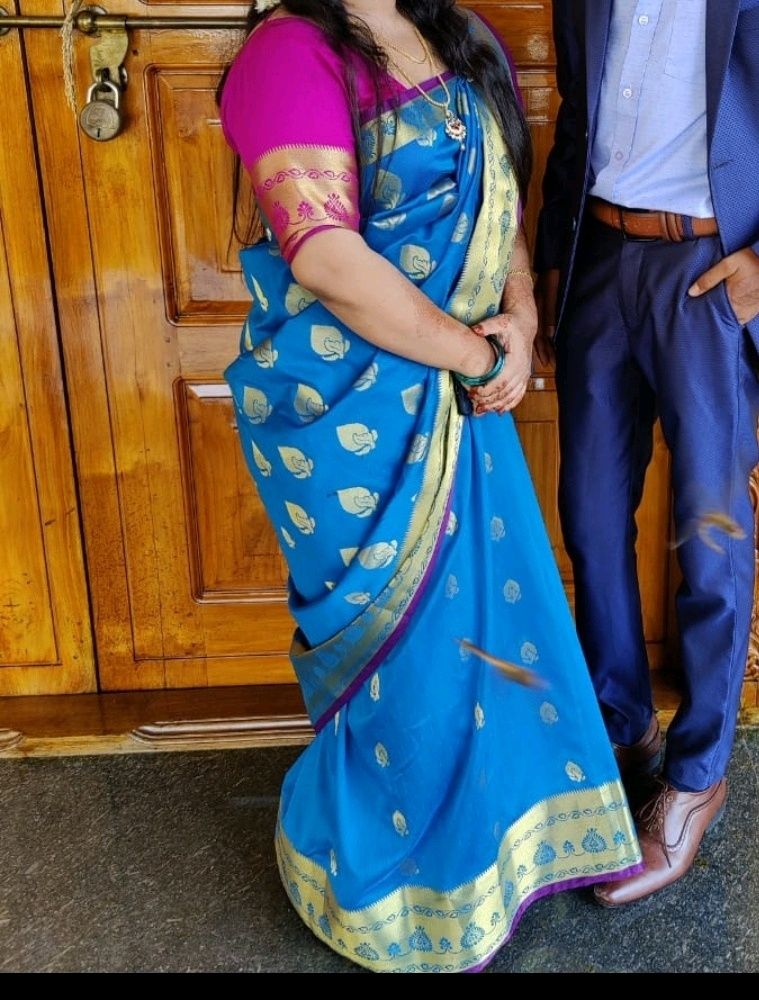 Blue Soft Silk Saree With Blouse