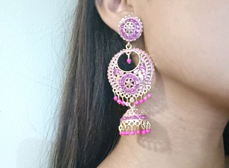 Ethnic Earrings With Cute Marble Pearls