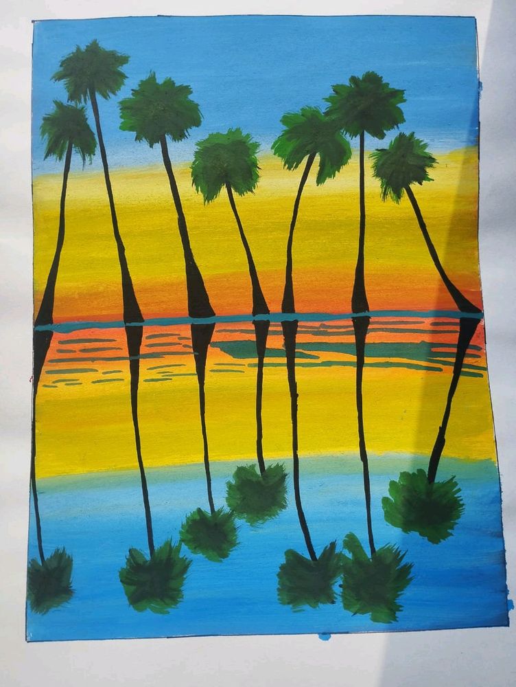 Beautiful Coconut Tree Shadow Painting 🌴❤️