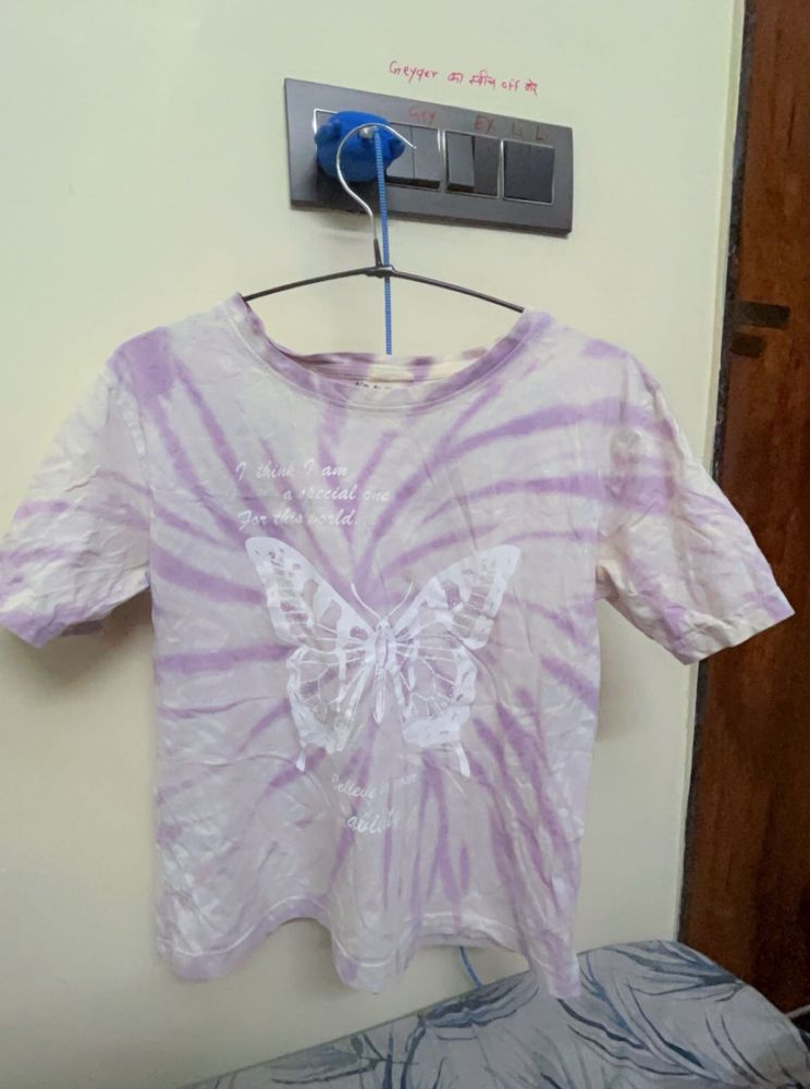 Lavender White Butterfly Tie Dye T Shirt 💜