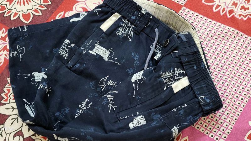 Beautiful Navy Blue Printed Mens Shorts