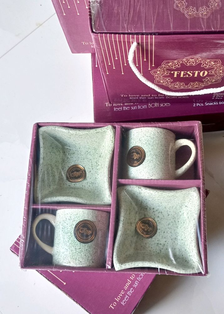 4pcs Ceramic Cups Gift Pack Set