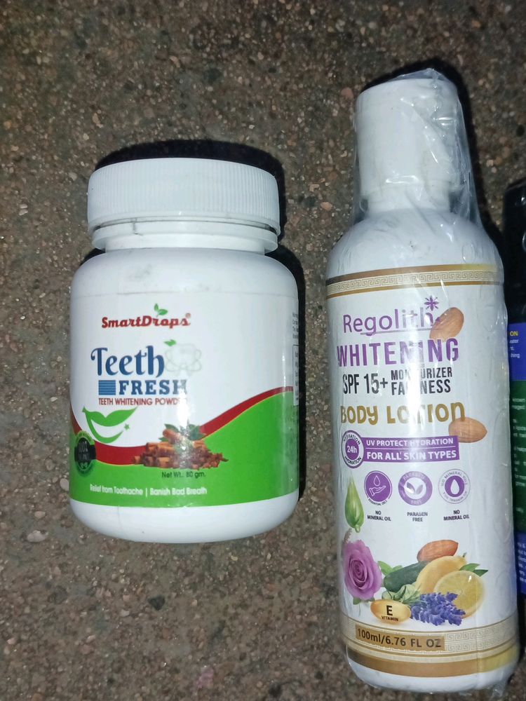 Combo Of 4 (Two Teeth Powder 1 Body Lotion And Hair Oil)