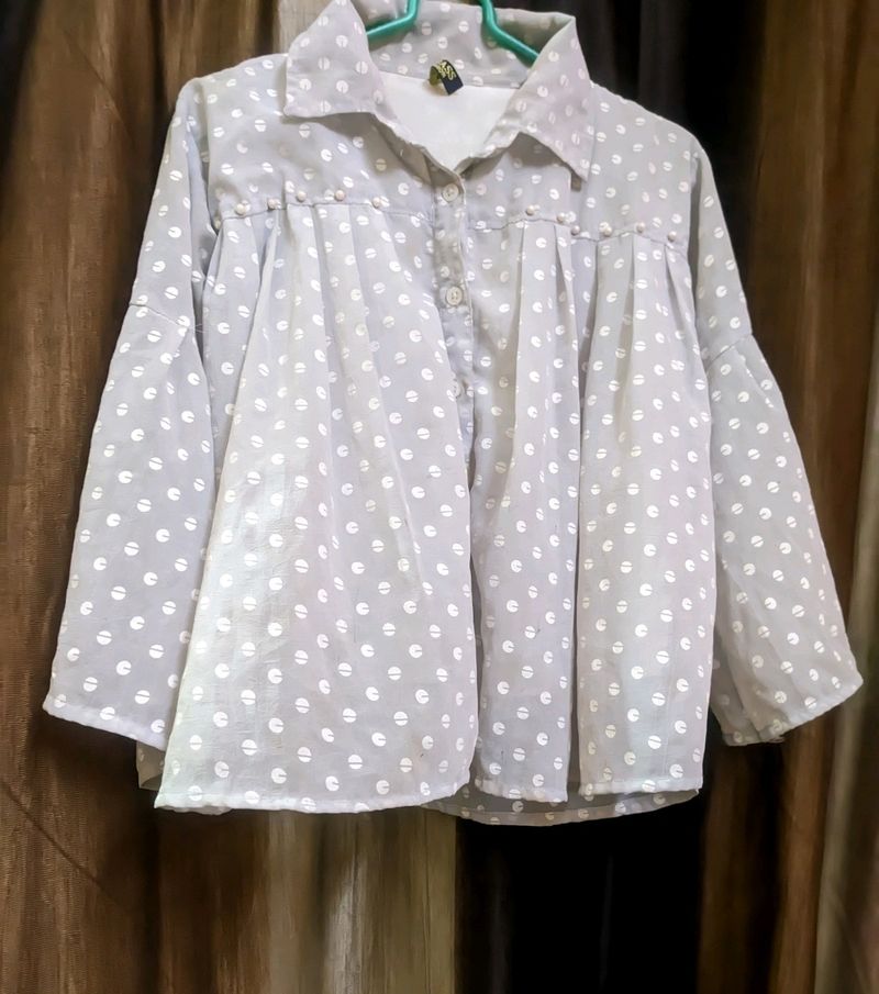 Girls Flared Balloon Shirt Style Top (Lavender)