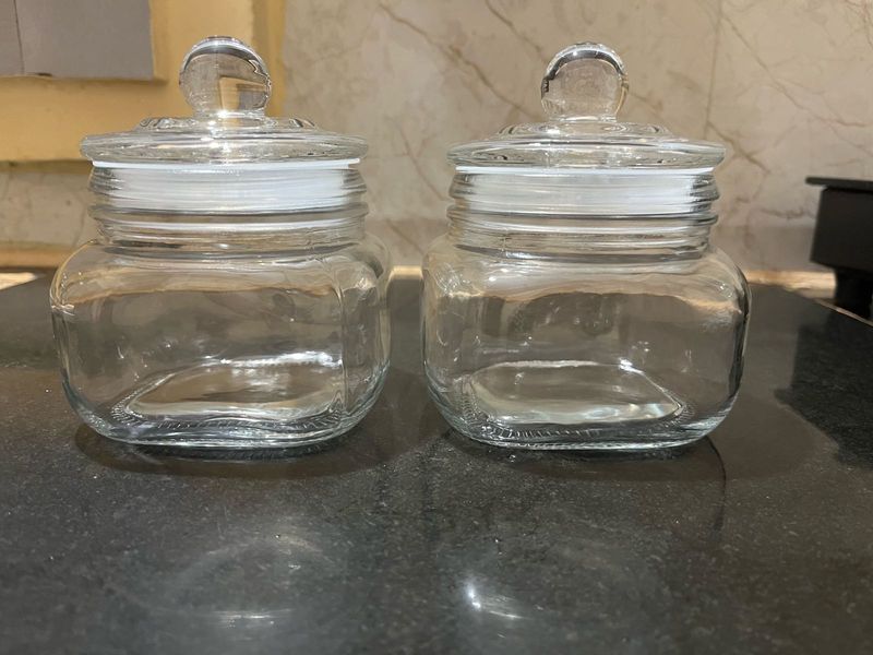 2 Air Tight Glass Jars