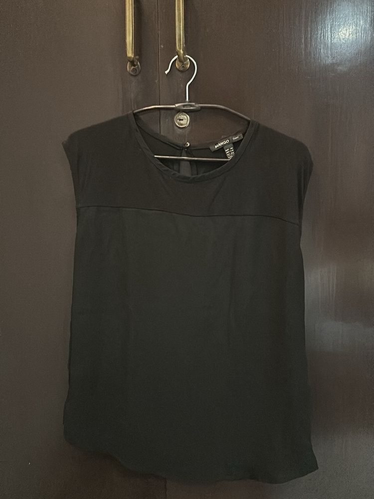 Mango Black Satin Formal top