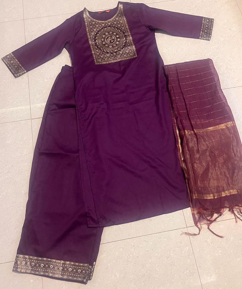 Purple Yoke Design Suit