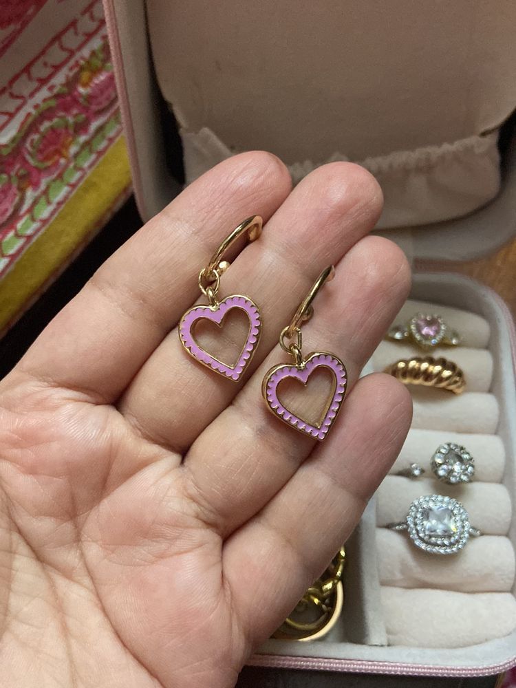 Accessorize Heart Shape Earrings With Ring