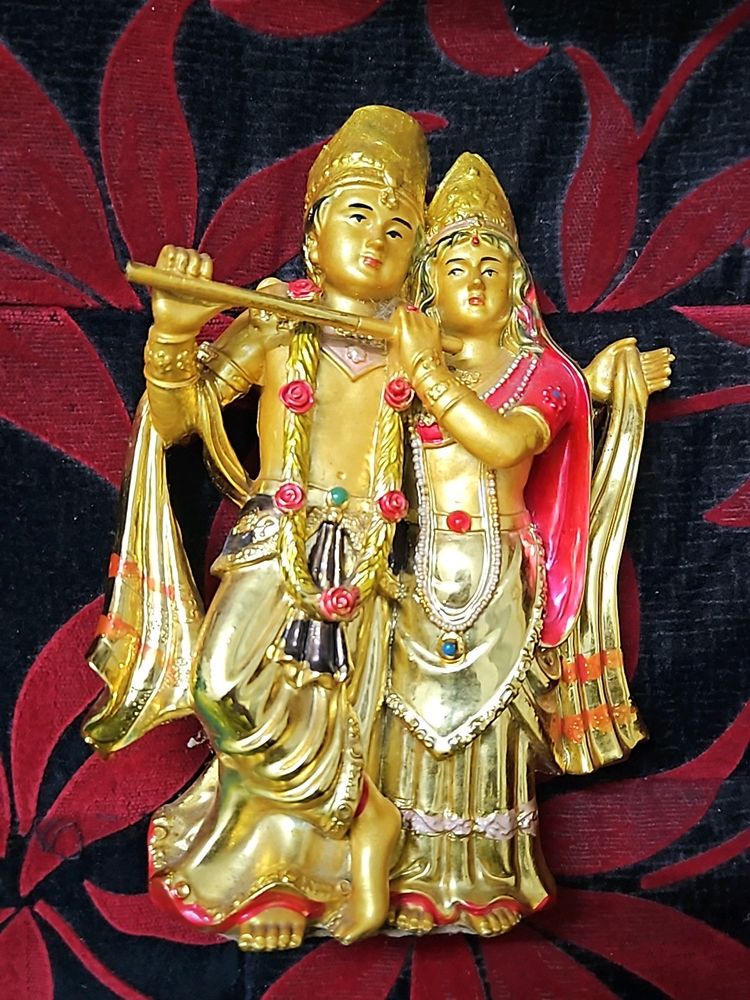 Krishna And Radha Golden Showpiece