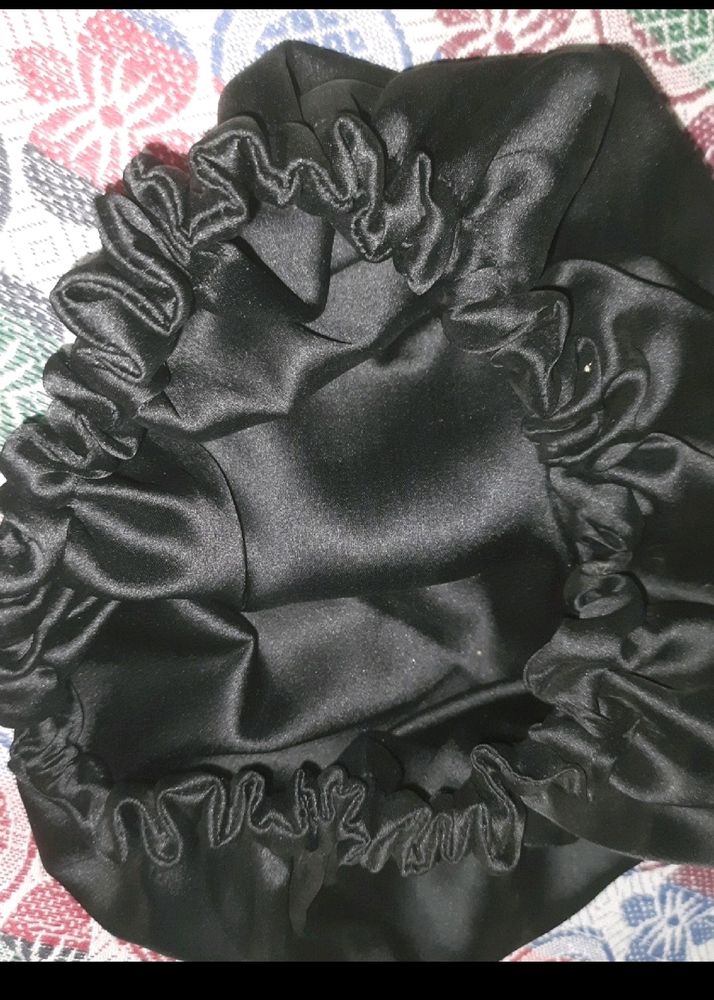 Black Satin Bonnet For Curly Hair❤️