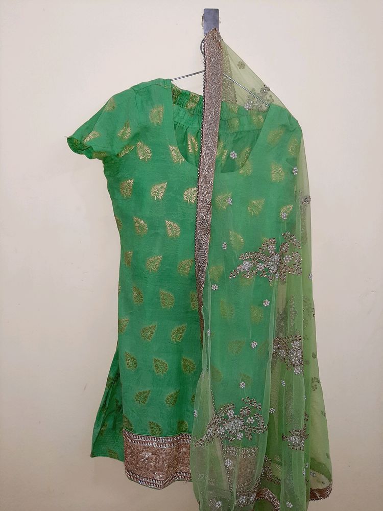 Light Green Colour Suit Salwar With Dupatta