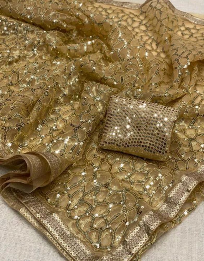 Party Wear Golden Saree