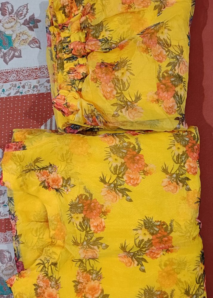 Yellow Orange Printed Kurta Set