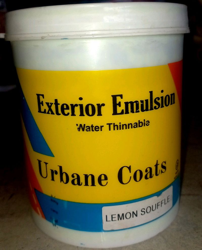 Exterior Wall Paint, Urbane Coats, Water Thinnable, Yellow Color, 1Litre