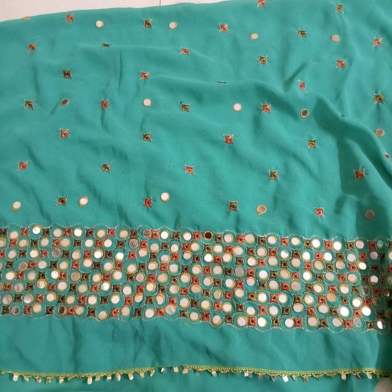 Beautiful Mirror Work Saree