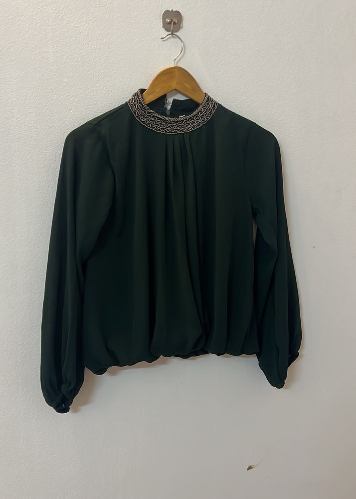 Green Top With Work In Neck