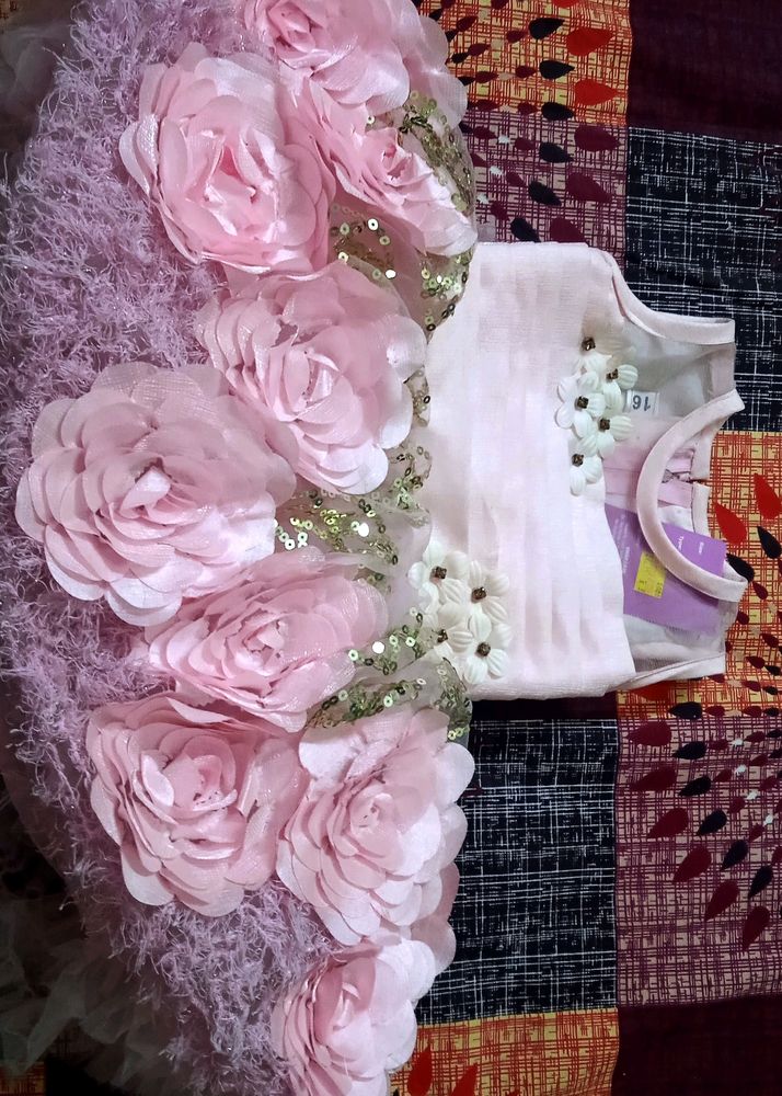 Partywear New Frock with flowers 0-1Y