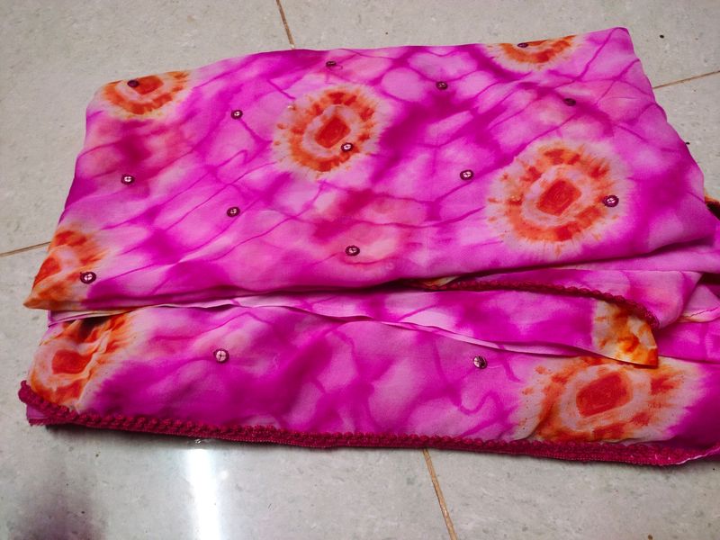 pink And Orange Saree With Blouse