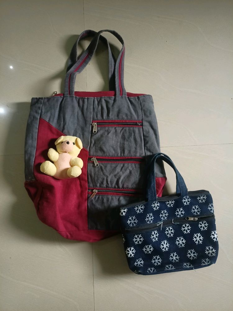 combo of 2 pure cotton handbags