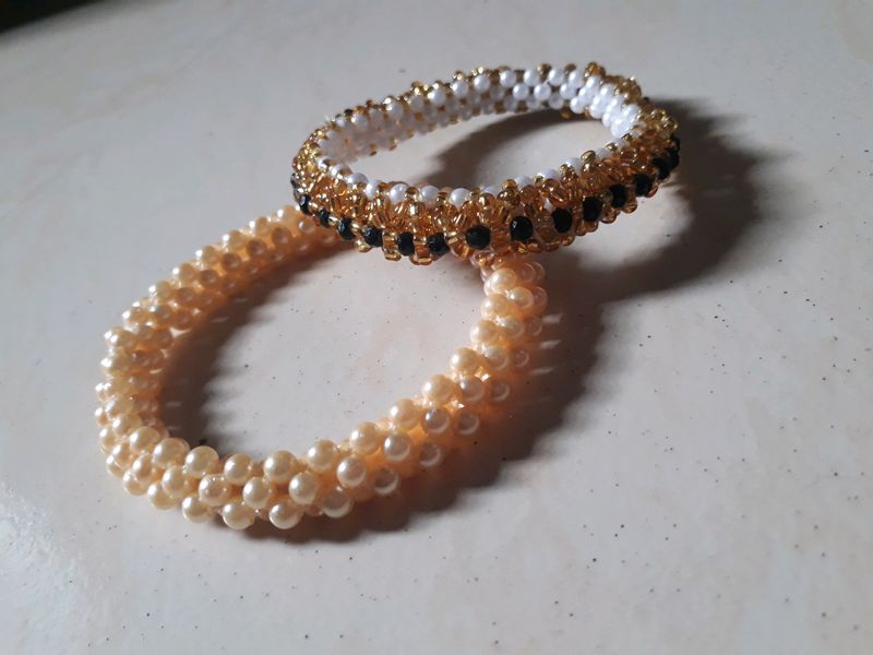 2 Handmade Peral Bangles Of Different Types