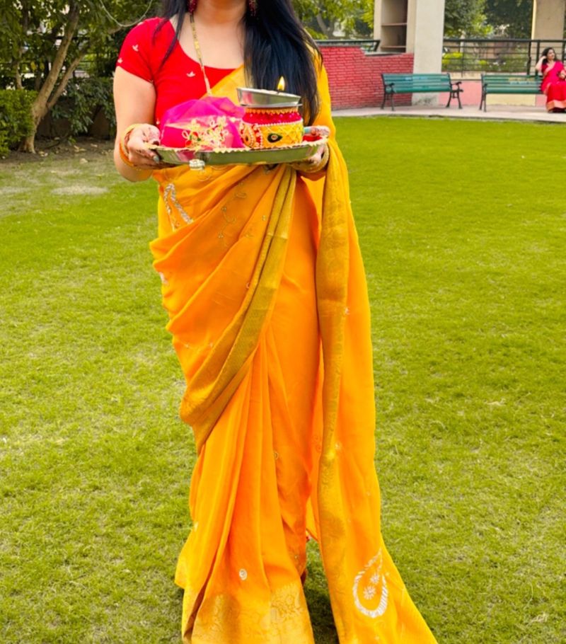 Beautiful Yellow Silk Saree