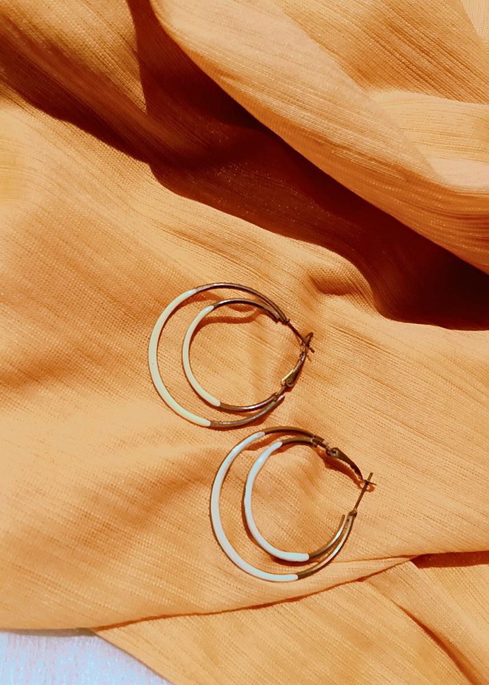 White Hoop Earrings