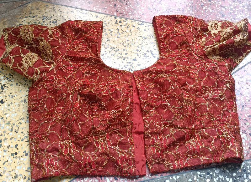 Maroon Net Blouse Whose Aster Is Silk