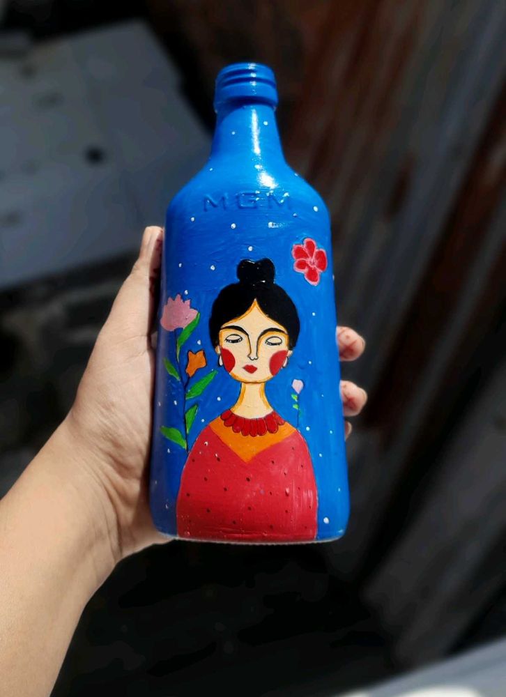 Floral Girl Bottle Art