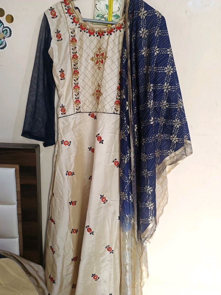 Golden And Navy Blue Anarkali