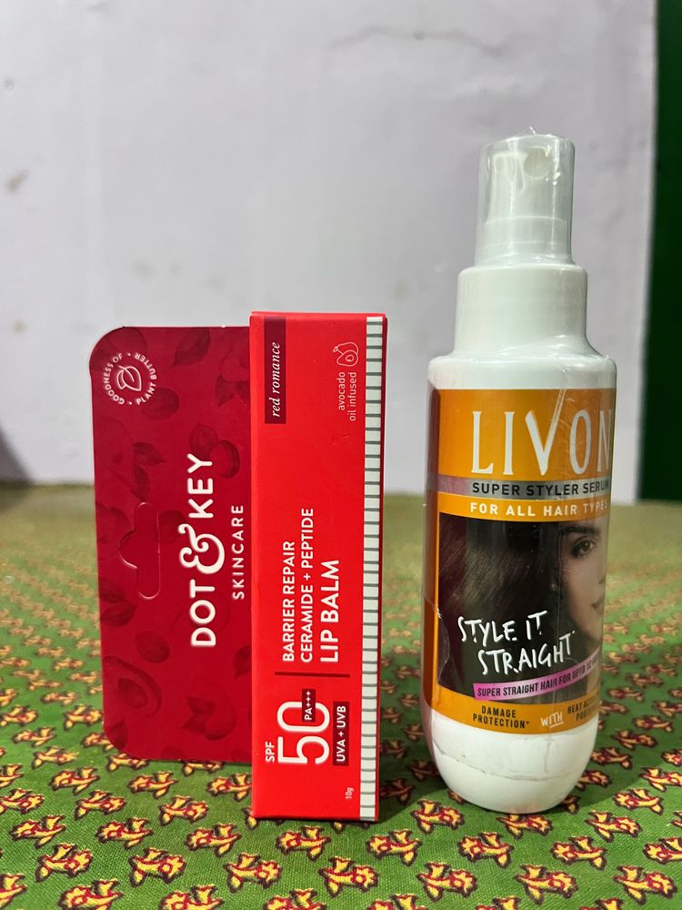 Livon Hair Serum + Dot N Key Lip Balm