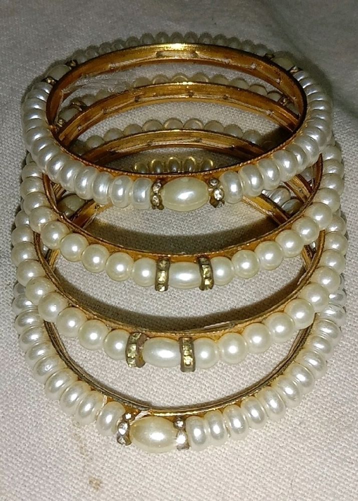 White Stone Bangles