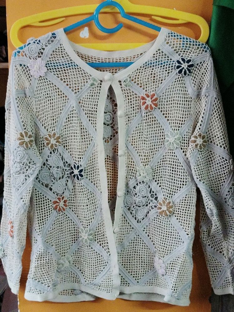 Women Lace Crochet Cardigan